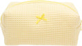 PAZIMIIK Cozy Makeup Bag for Women,Zipper Cosmetic Pouch,Waffle Yellow
