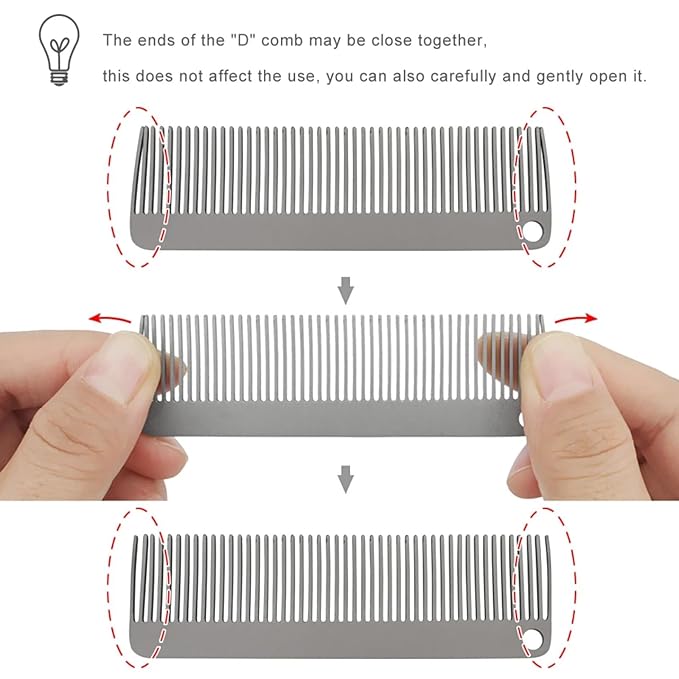 Pure Titanium Hair Comb for Men and Women - Fine Tooth Comb for Curls, Anti-Static Brush with Satin Finish, Compact Pocket Grooming Brush for Travel and Daily Carry