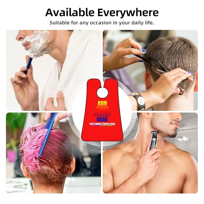 Custom Beard Bibs Apron Personalized Beard Hair Catcher Add Photo Picture Text Waterproof Beard Shave Cape for Shaving Trimming for Birthday Father's Day Gifts Red