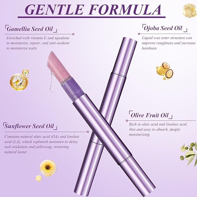 Plman 3-in-1 Cuticle Oil Pen, Cuticle Pusher Nail Oil Pen with Ceramic Tip, Nail Care Pen for Hangnails, Dry & Damaged Nail, Moisturize Strengthen Brighten Nails Care (Camellia-1PC Rotating)