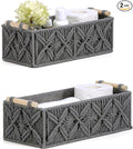 Nonam Macrame Storage Baskets, Boho Decor Style Woven Storage Boxes for Home Organization, Toilet Tank Shelf Cabinet Organizer Baskets,Set of 2,Grey