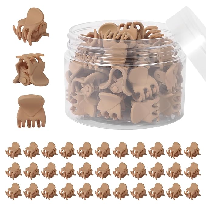YOHAMA 36Pcs Khaki Mini Hair Claw Clips for Women&Girls, Strong Bangs Clips
