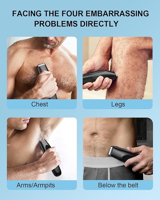 Body Hair Trimmer, Vacuum Clippers with Hair Suction, Waterproof, Electric Bikini Trimmer with Body Clippers for Cut Leg, Chest, Arm, USB Recharge