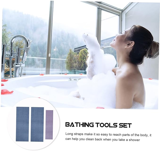 Ipetboom 9pcs Comfortable Back Pulling Bath Towels Long Straps Shower Towels Fuzzy Hand Exfoliating Wash Massage