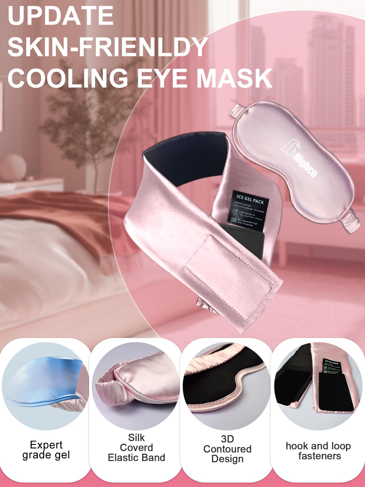 2 Packs Cooling Eye Mask and Neck Ice Pack Wrap,Hot Cold Compress Ice Pack for Neck,Cold Gel Cooling Mask for Sleep,Reusable Ice Eye Mask Cold Compress for Puffy Eyes,Pink