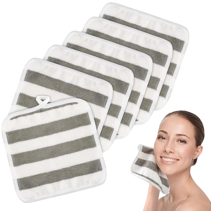 SINLAND Microfiber Facial Cloths Fast Drying Washcloth 8inch x 8inch Absorbent Face Wash Cloth Soft Makeup Remover Cloths