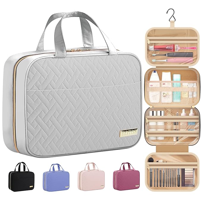HOTOR Hanging Travel Toiletry Bag Women Men Essentials Black