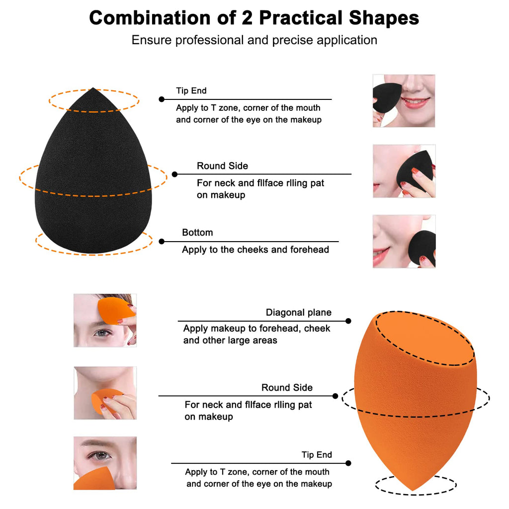 12 Pieces Professional Makeup Sponge Set,Latex Free Flawless Soft Setting Face Puffs,Multicolor Makeup Blending Sponge Cosmetic Applicator for Powder,Liquid,Facial Makeup Tools