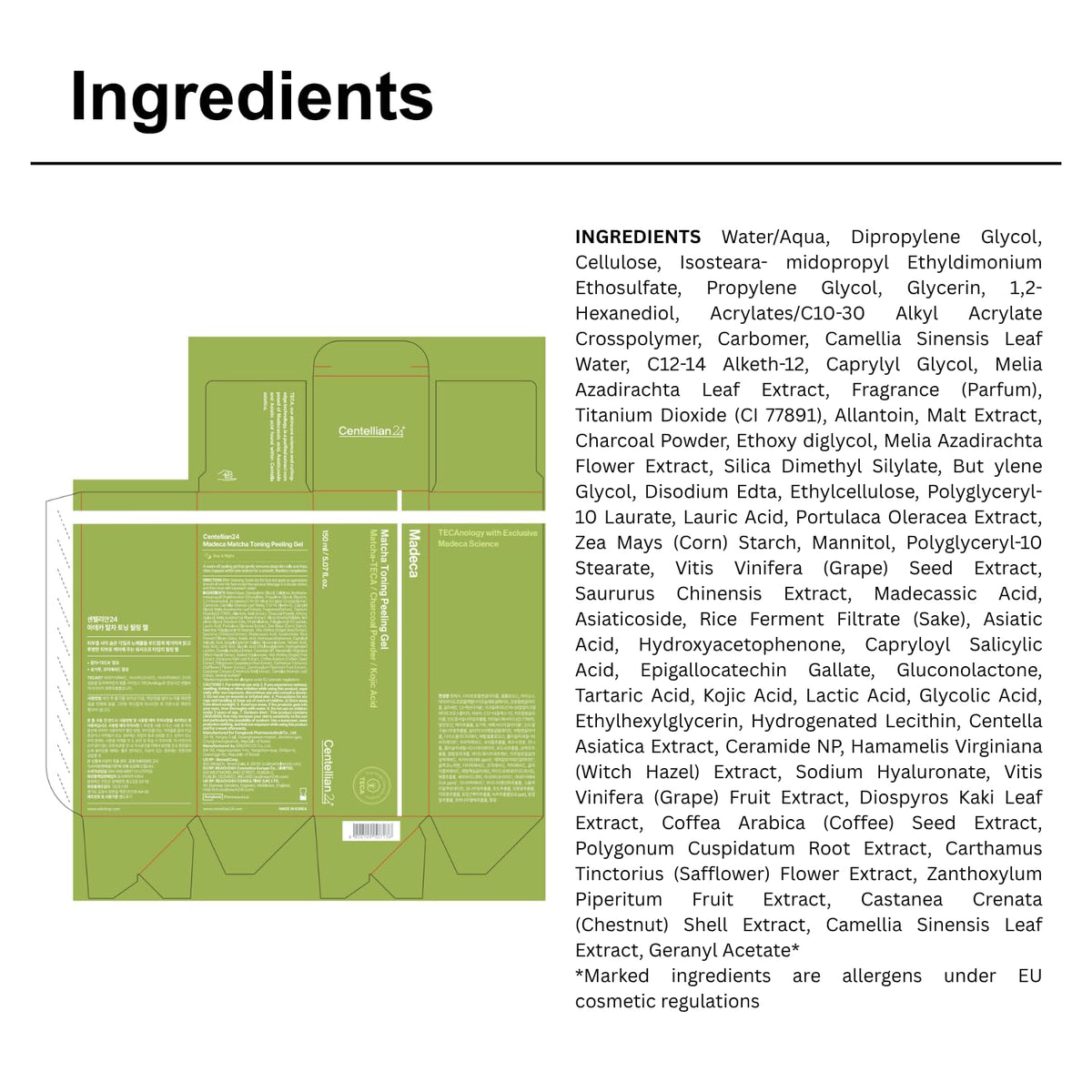 CENTELLIAN 24 Madeca Matcha Toning Peeling Gel - Facial Exfoliator