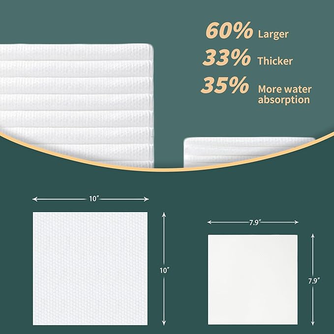 Ourmed Life Face Towels, 12"×12" Tear-Off Disposable Biodegradable Facial Towels for Sensitive Skin, Lint- free Face Wipes for Washing Face, Skincare and Makeup Removal, Dry Wipes, (60 Ct, 1 Pack)