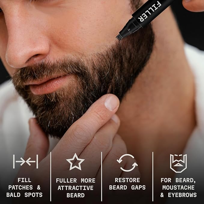 Striking Viking Beard Pencil & Bristle Brush for Men - Jet Black, 2 Pack