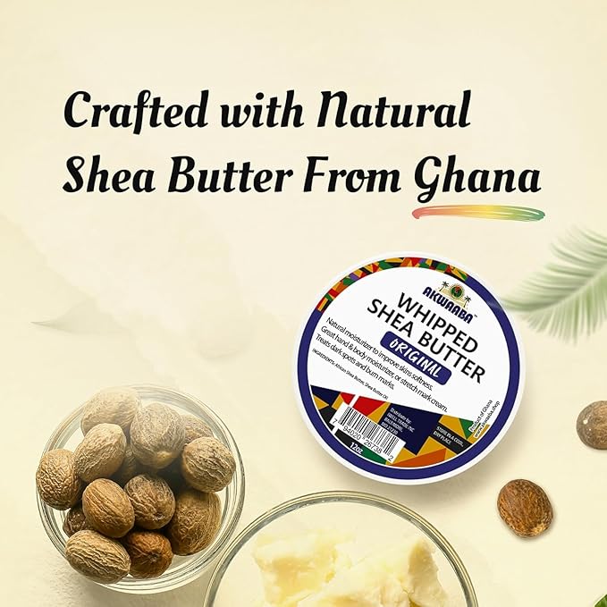 AKWAABA Whipped Shea Butter (Honey Peach) – Nourishes & Moisturizes | Made with Shea Butter | No Dyes & Parabens | 12 oz / 340 g