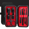 Manicure Set Pedicure Kit Womens Nail Clippers Set 32 in 1 Professional Grooming Care Tools Nail Kit Including Facial, Fingernails and Toenails Care with Travel Case Women (Red_7 Pieces)