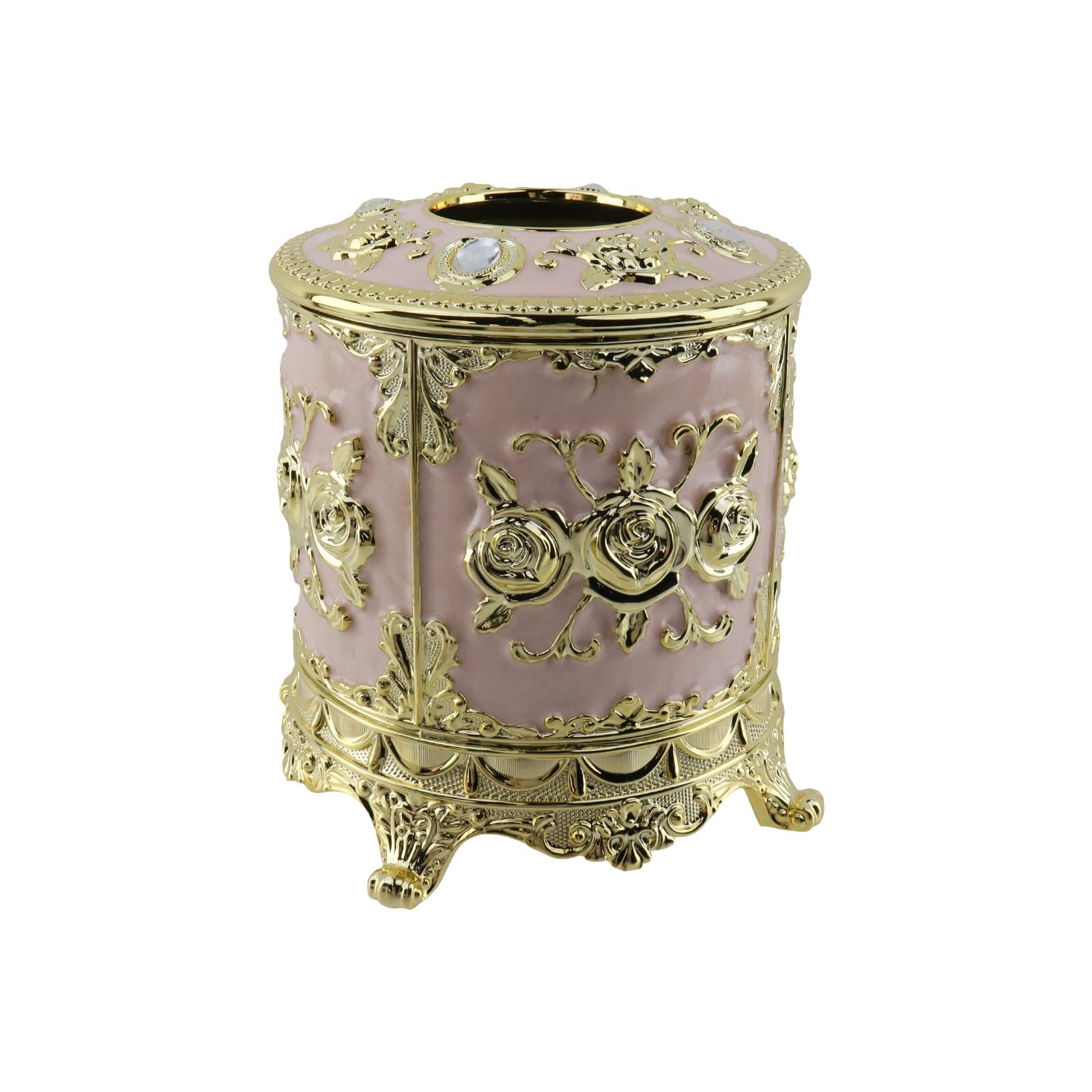 Geesatis Tissue Box Cover, Cylindrical Tissue Box Holder, Napkin Facial Tissues Holder for Bathroom Toilet Bedroom Living Room Table Desk Office Dresser, 1Pcs Pink 6''x6.3''