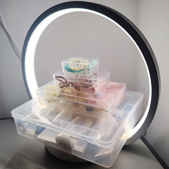 28 Pack Rectangular Clear Plastic Storage Containers Box with Hinged Lid for Beads and Other Small Craft Items (Mixed Sizes 1)