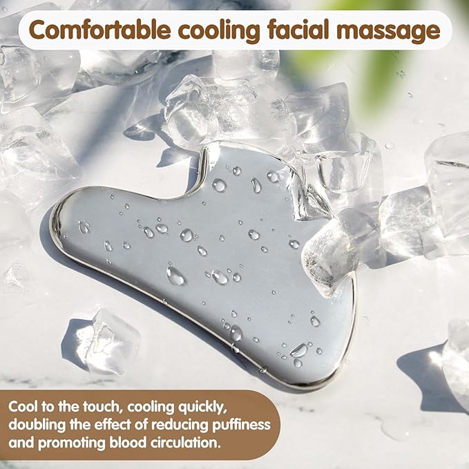 Flagest Stainless Steel Gua Sha Facial Tools, Metal Guasha Tool for Face