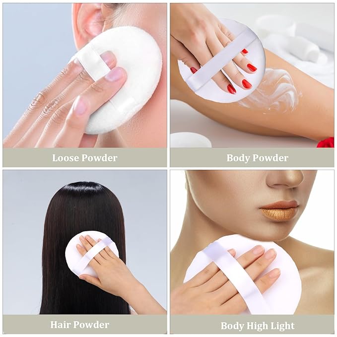 1 Pack 5 Inch Large Powder Puff for Face Powder, Ultra Soft Washable Loose Powder Puff Round Blending Sponge Puff Setting Powder Puff Body Powder Puff for Face Makeup Loose Powder Foundation