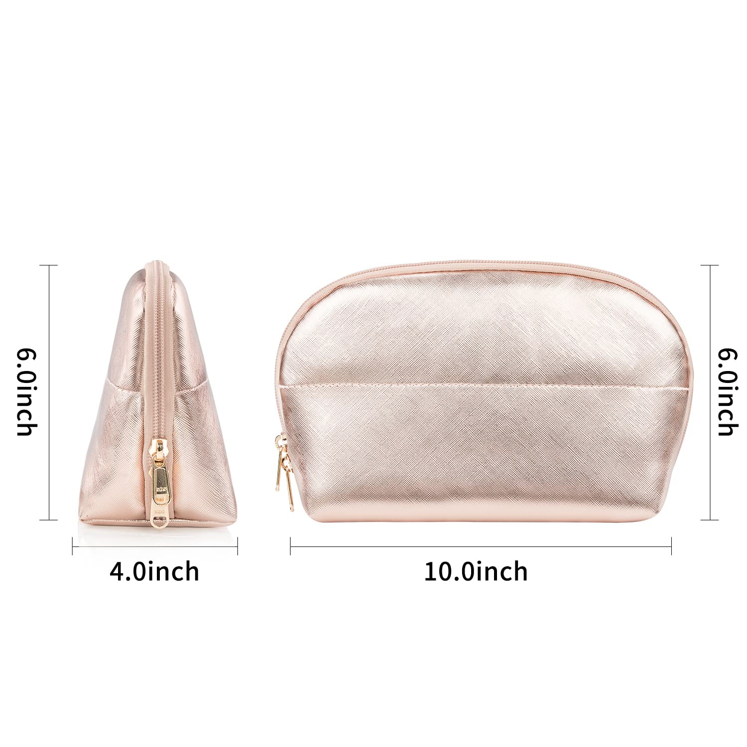 Ethereal Large Cosmetic Bag, Rose Gold Travel Makeup Bag Waterproof Makeup Organizer Bag Portable Makeup Bag Purse Small Toiletry Bag for Women