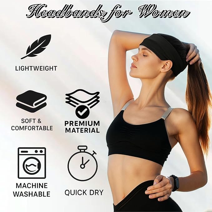 25 Pack Headbands for Women 25 Colors Head Bands for Women's Hair, Non Slip Stretchy Elastic Headbands for Yoga Running Gym