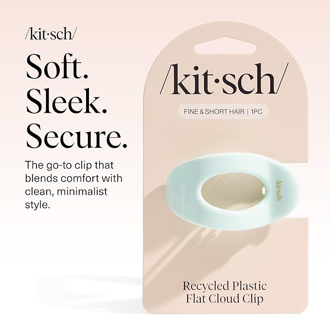 Kitsch Small Flat Claw Clips for Women - Stylish Flat Hair Clips, Strong Hold for Thick & Fine Hair | Non-Slip for Secure, Comfortable All-Day Wear - Sage Leaf