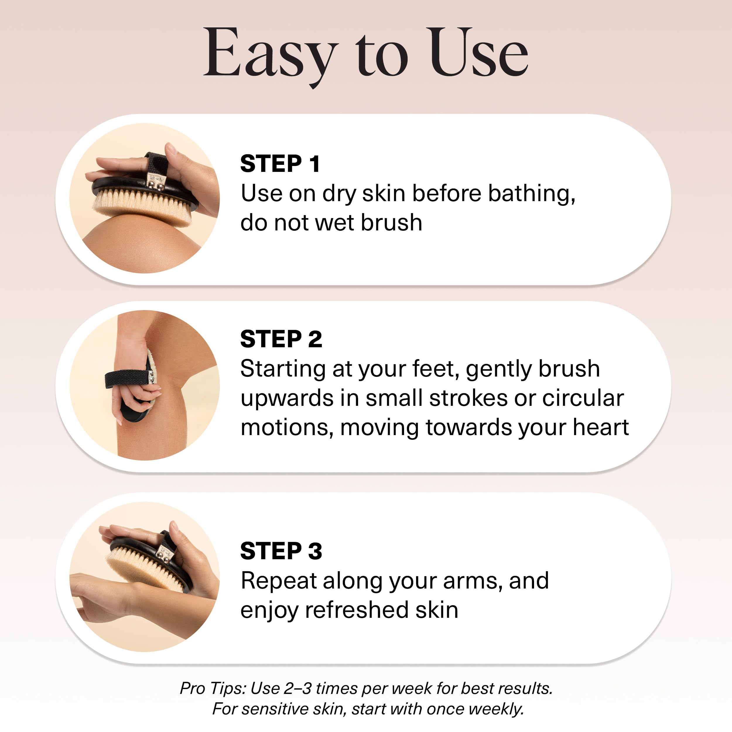 Kitsch Dry Brushing Body Brush for Lymphatic Drainage- Soft Bristles Shower Brush - Dry Brush to Remove Dry Skin and Improves Blood Circulation, Body Scrubber for Glowing Skin, Sauna Accessories