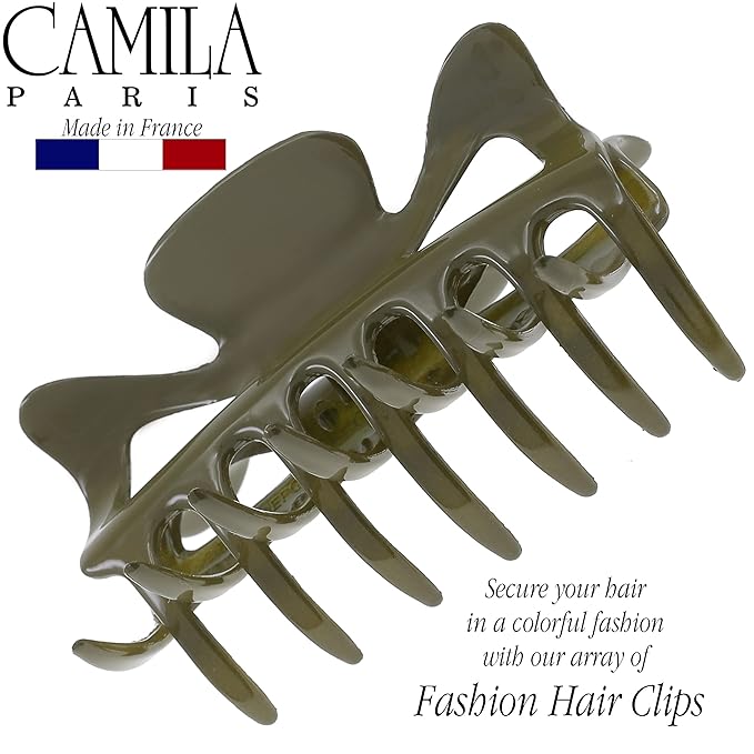 Camila Paris CP3507 French Hair Clip for Women, 3.5 inch Green for Thick Volume Hair, Girls Hair Claw Clips Jaw, Durable Styling Hair Accessories for Women, Strong Hold No Slip Grip, Made in France