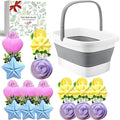 Lanwexy Foot Soaking Tub,Collapsible Bucket,Foot Spa,Foot Bath 16 Pack Foot Soak with Bath Salt and Tea Tree Oil.Foot Bath Soak Tub,Foot Balls for Feet Callus, Dry Cracked, Stubborn Feet Odor Scent.