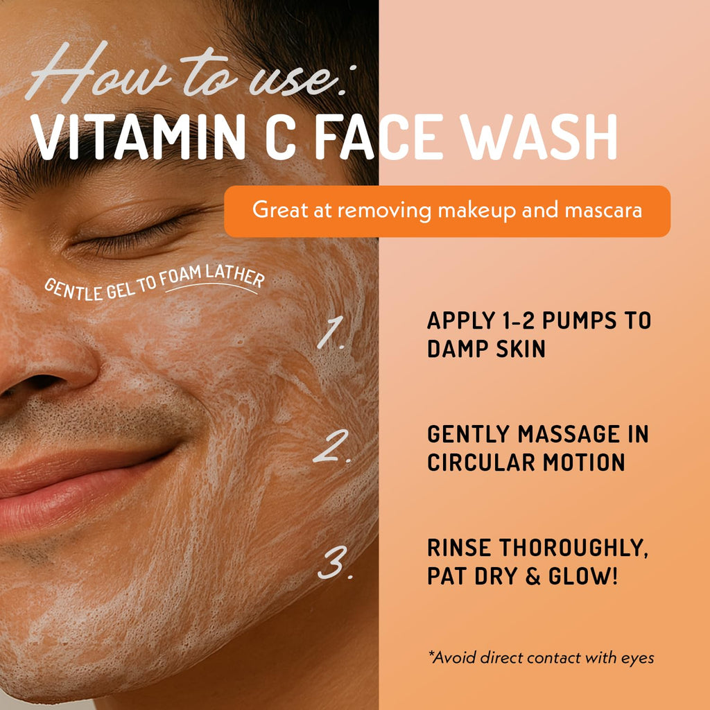 Eve Hansen Vitamin C Cleanser Face Wash | Anti Aging Facial Cleanser for Fine Lines, Age Spots, Dark Circles | Cruelty Free Skin Care Cleansing Gel with Aloe Vera, Vitamin E (4 oz)