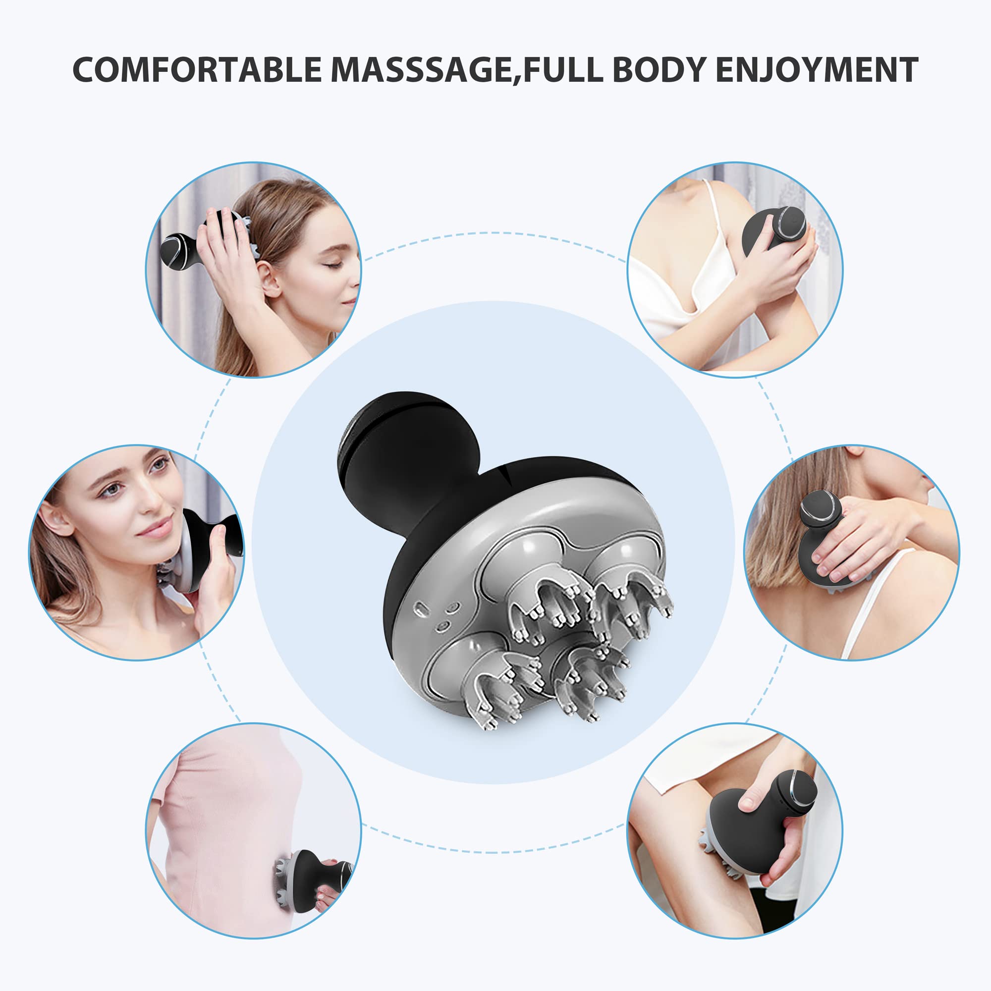 COMFIER Electric Scalp Massager, Waterproof Head Massager with Mutlti-Modes Vibration, Handheld Portable Head Scratcher for Hair Growth, Dog Cat Massager for Deep Clean and Stress Relax