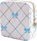 Teircno Period Bag for Women - Cute Corduroy Sanitary Napkin Storage Bag with Bow Design | Period Pouch for Daily Use, Travel | Discreet Menstrual Pouch | Pad Bags for Period Holds Pads, Tampons