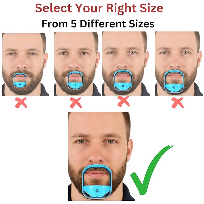 Sasha Square Goatee Beard Shaper Template for Men, Goatee & Beard Trimming Shaving Kit, Saves Time (Blue)