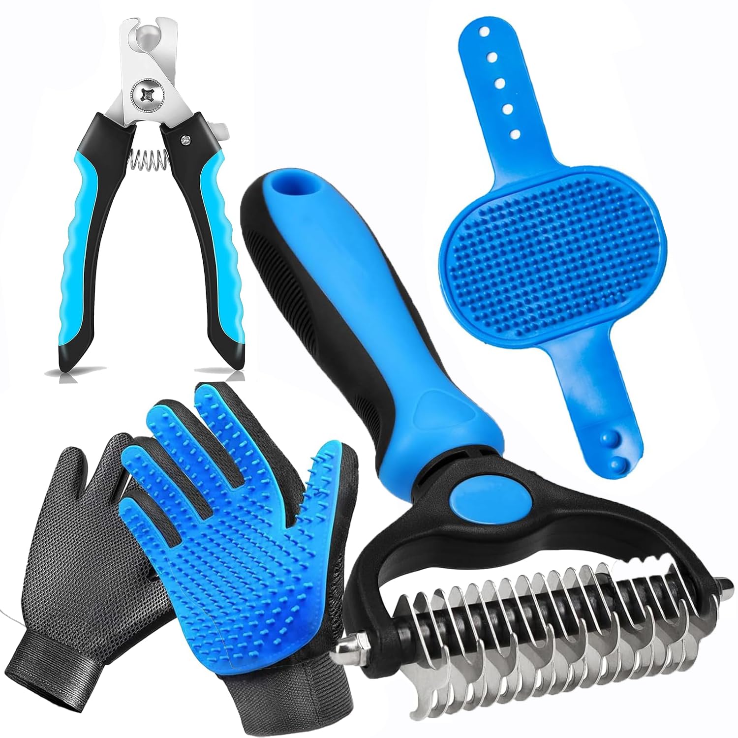 NVNAN 5-in-1 Pet Grooming Kit with Deshedding Rake