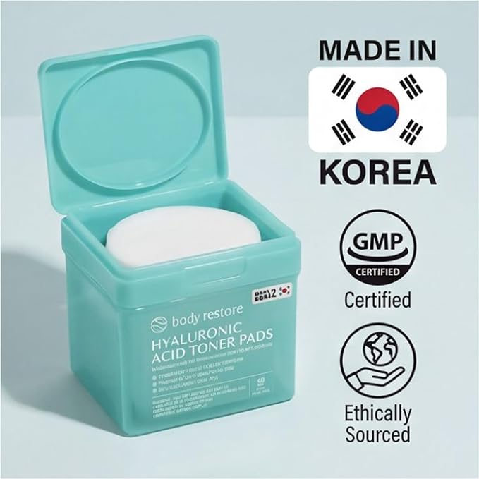 Body Restore Niacinamide Cooling Jelly Toner Pads – Fathers Day Gift for Dad, Korean Skin Care, Face Wipe with Hyaluronic Acid, Birthday Gifts for Women and Men – Cooling Jelly