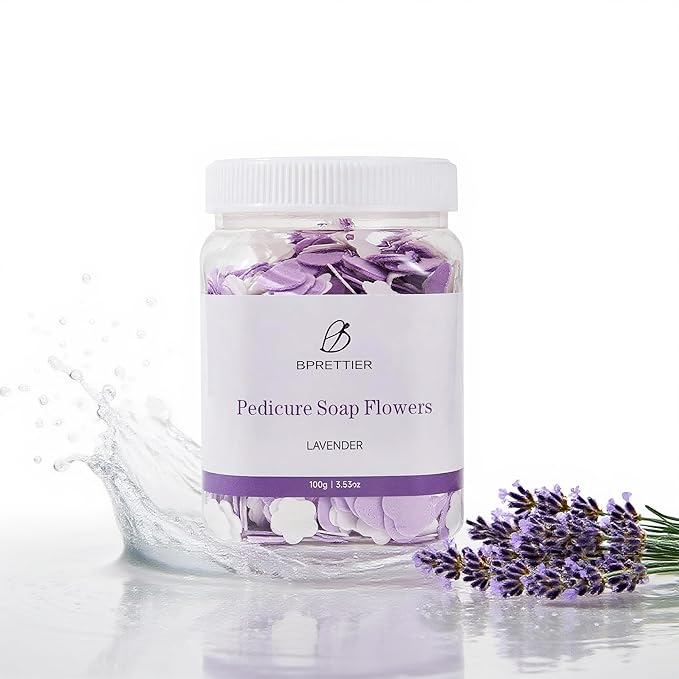 Pedicure Soap Flowers Foot Soak Petals Sheet for Softens Dead Skin Moisturizing Relaxing Spa Feet Birthday Pedi Nail Party (Lavender)