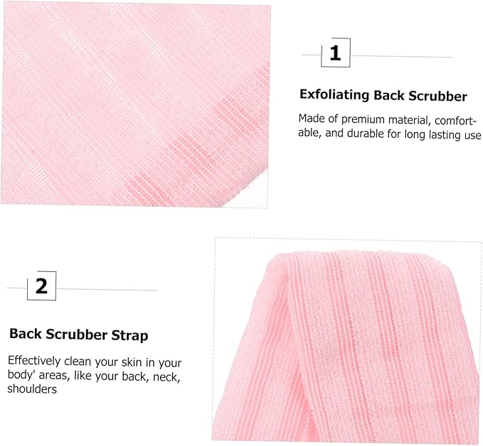 Ipetboom Portable Exfoliating Back Scrubber Strap Dual-Sided Bath Wash Cloth for Deep Cleansing and Relaxation Eco-Friendly Material Travel-Friendly Design for Home Use Go Bathing