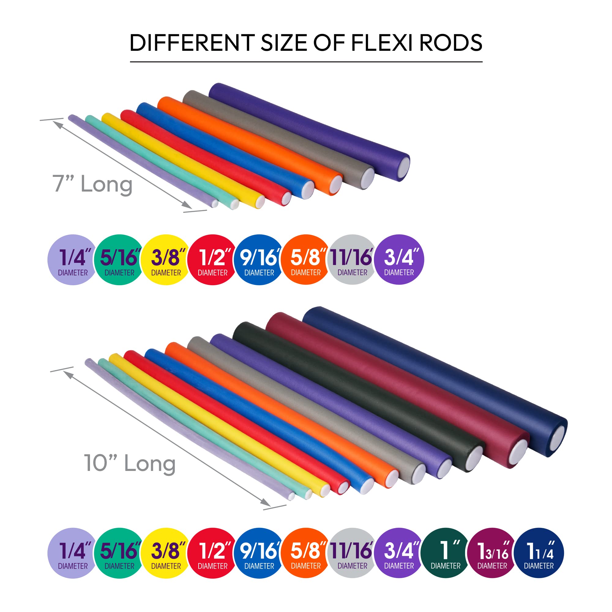 Red by Kiss Flexi Rods - Heatless Hair Curler for 90S Glamorous Bouncy Curls Beach Waves, No Slips, Sleep Styler (7" Length, 9/16" Diameter)