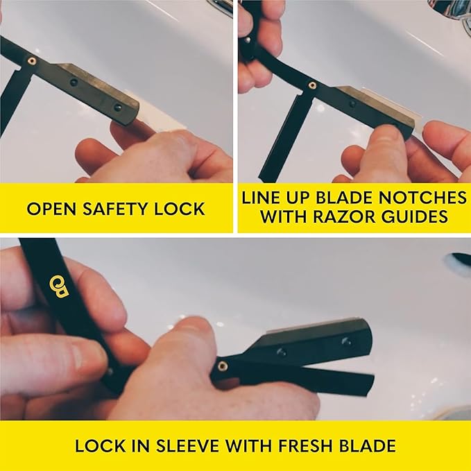 The Beard Club Straight Razor for Men - Navajas Para Barbero - Barber Straight Edge Razor Kit - Premium Single Derby Blade Cutthroat With 5 Replaceable Stainless Steel Blades & Leather Case