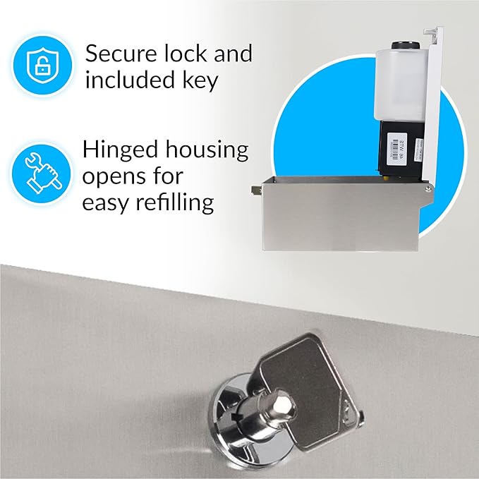 Bobrick B-2012 Automatic Wall-Mounted Liquid Soap Dispenser, Stainless Steel, 30 Fl Oz Capacity