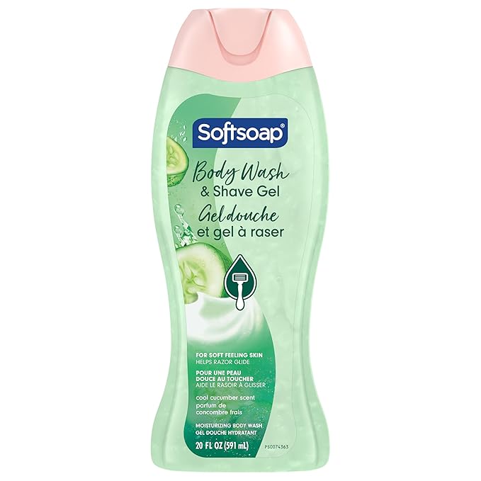 Softsoap Moisturizing Body Wash and Shave Gel, For Softer Feeling Skin, Helps Razor Glide, Cool Cucumber Scent, 20 fl oz