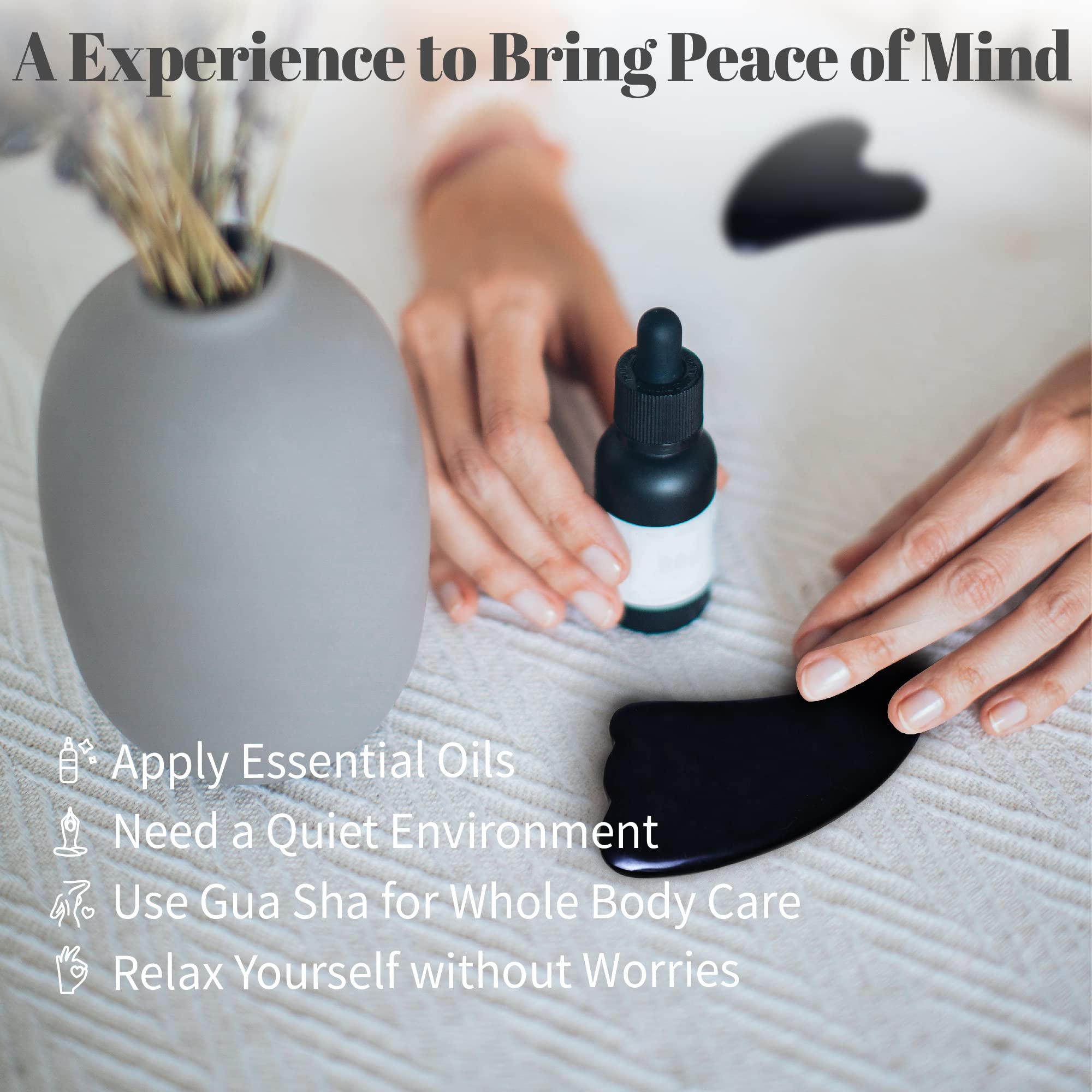 Rena Chris Guasha Massage Tool, 4 pcs Gua Sha Facial Tool, Guasha Board for SPA Acupuncture Therapy Trigger Point Treatment, Gua Sha Scraping Massage Tool (Black)