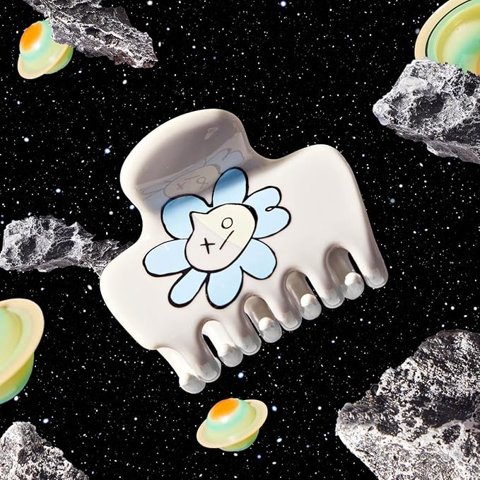 Kitsch BT21 Recycled Plastic Puffy Medium Hair Clips for Women, Medium Claw Clip for Thin & Thick Hair - VAN, 1pc