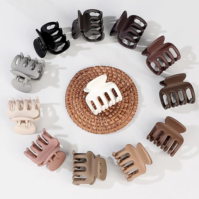 Sisiaipu 12Pcs Hair Clips for Women 1.8 Inch Small Claw Clips for Thin Hair Medium Hair Claw Clips for Thick Hair Accessories for Women Girls (Brown)