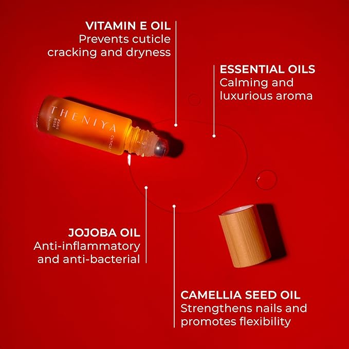 Organic Cuticle Oil Made in USA | Hydrating Roll-On Nail & Cuticle Oil with Jojoba Oil & Vitamin E | Vegan, Cruelty-Free | 5mL Travel Sized (Rose Fragrance)