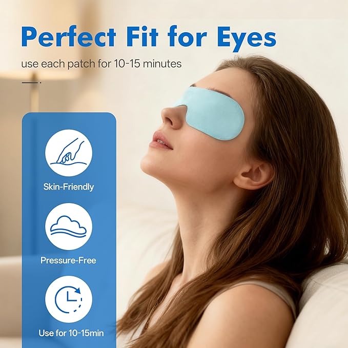 DICEVER Disposable Cooling Eye Mask for Puffy Eyes, Cold Eye Mask for Eyes Tension Stress Relief, Eye Ice Pack for Cold Compress, 10 Packs