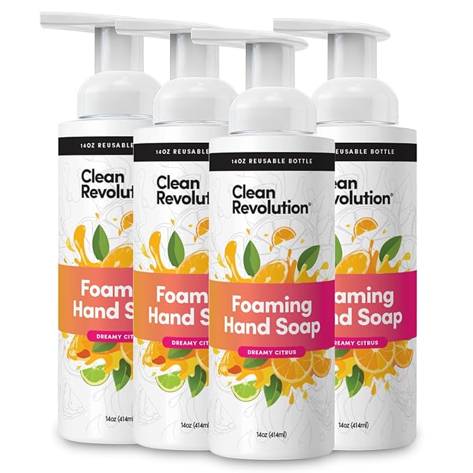 Clean Revolution Foaming Hand Soap Refill with Real Essential Oils, Moisturizing Sulfate-Free Hand Soap, Ready-to-Use Foam Soap Refill for Kitchen & Bathroom (Geranium Mint) 14 oz