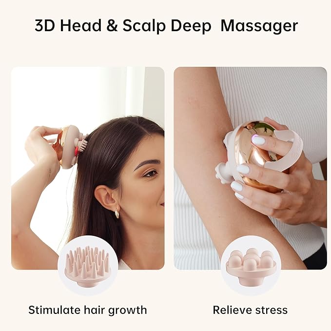 COMFIER Scalp Massager Hair Growth with 3 kneading Modes,Waterproof Hair Massage with 8 Claws for Deep Cleansing,Cordless Head Massager,Body Cat Head Scratcher, Gifts for Women,Men