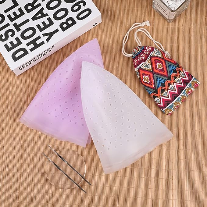 MILANGE Pre-punched Highlight Cap Sets (White and Purple) - Open Holes Reusable Silicone Hair Dye Caps with Hook for Professional Tipping and Home Salon Use