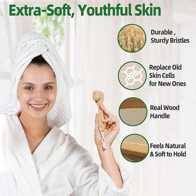 Zeutch Premium Face Scrubber Set, Facial Cleansing Brush for Exfoliator, Natural Bristle Face Scrubber for Lymphatic Drainage, Unclog Pores, Sensitive Skin, Reduce Ance, Glowing, 2 Pack