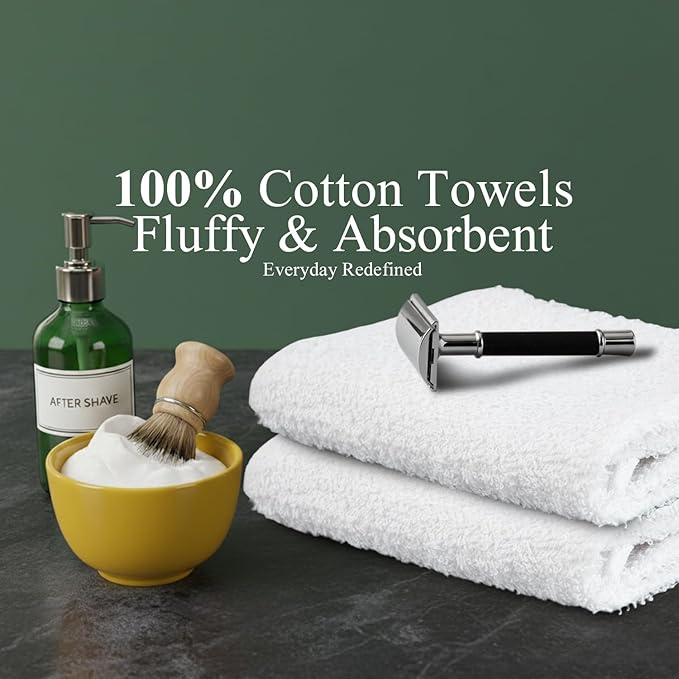 STF Linen Hand Towels (Pack of 40) - White Economy Salon & Spa Towels - 100% Cotton, Highly Absorbable, 16 x 27 Inches