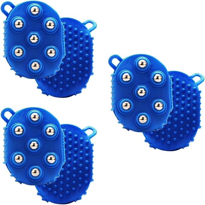 GLEAVI Handheld Massage Glove with 7 Roller Balls Palm-Shaped Exfoliating Body Brush 3 Pack Body Massager for Muscle Soreness Cellulite Care Back Abdomen Arms Legs Feet